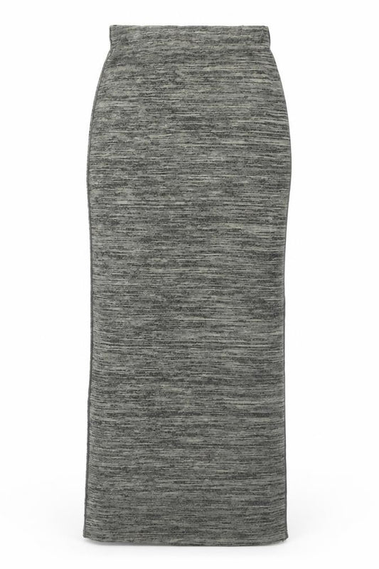 Front view of Selected women’s grey viscose maxi skirt, size XS