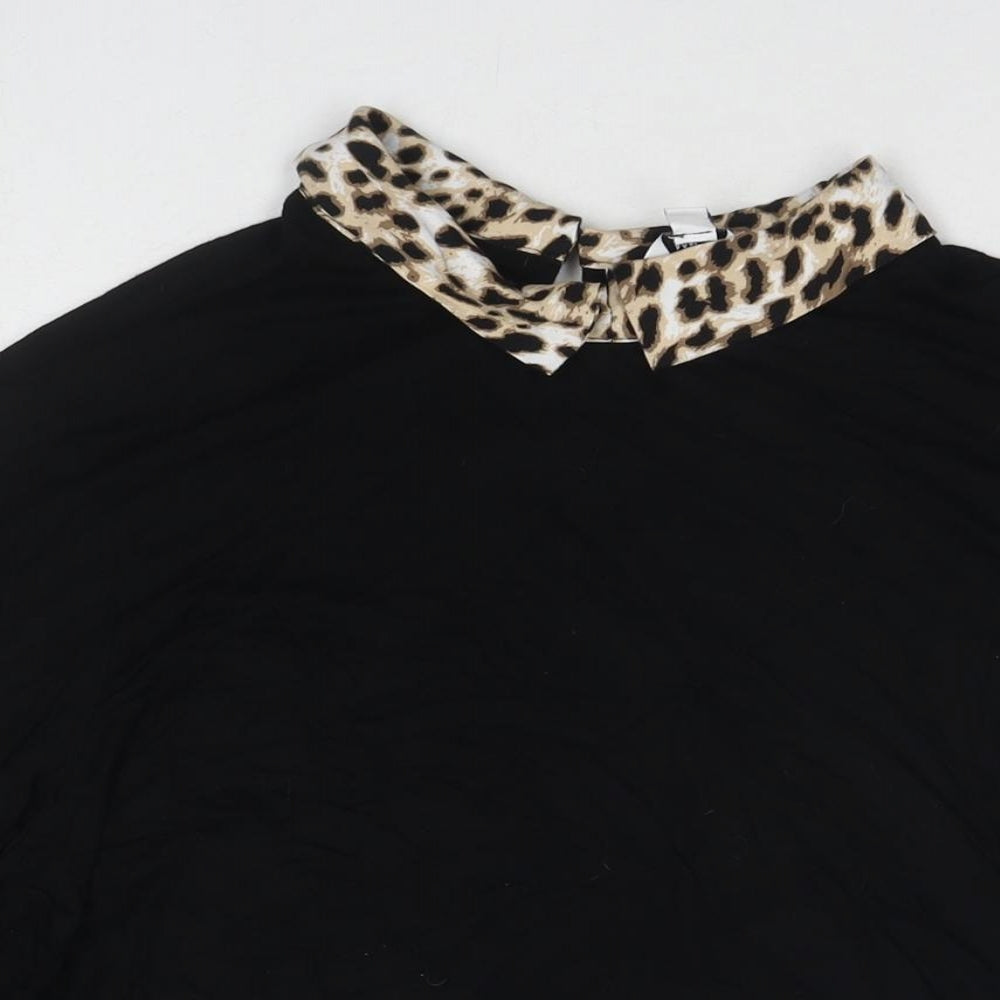 M&Co Womens Black Viscose Basic Blouse Size 20 Collared