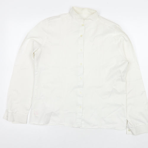 St Michael Womens White Polyester Basic Button-Up Size 14 Collared