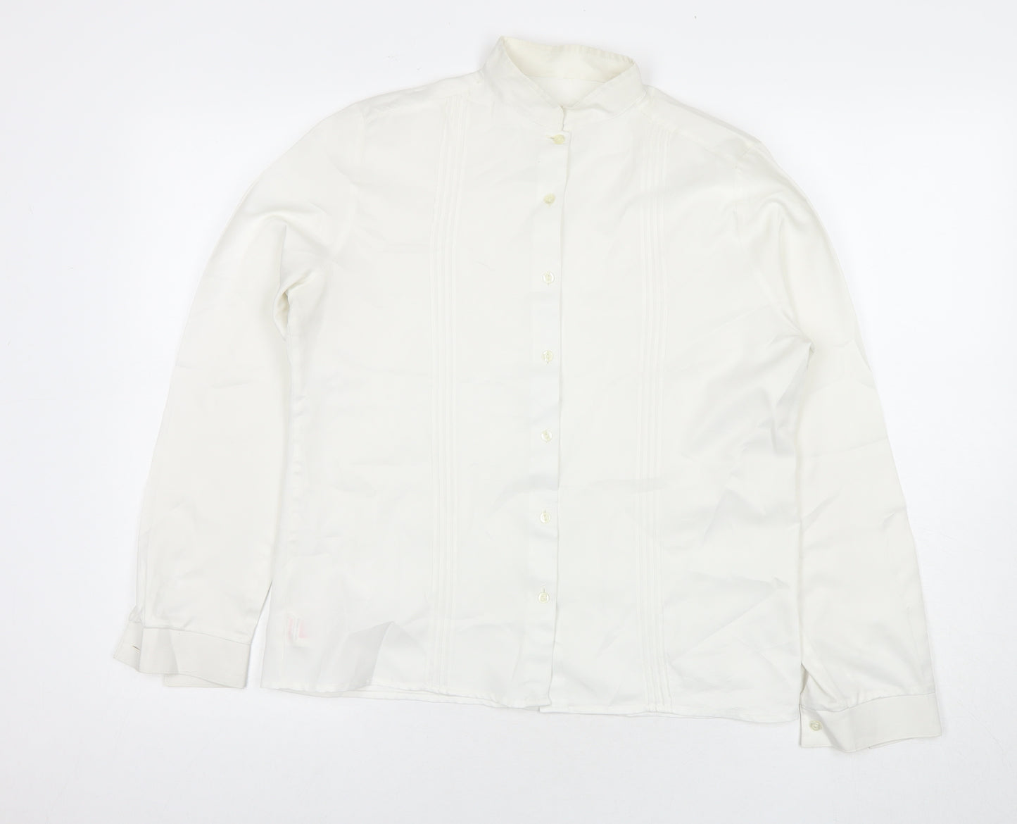 St Michael Womens White Polyester Basic Button-Up Size 14 Collared