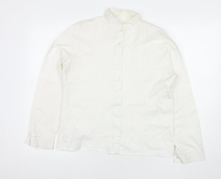 St Michael Womens White Polyester Basic Button-Up Size 14 Collared