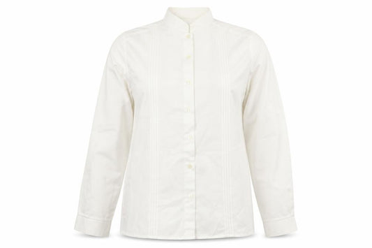 Front view of St Michael women’s white polyester basic button-up, size UK 14, collared
