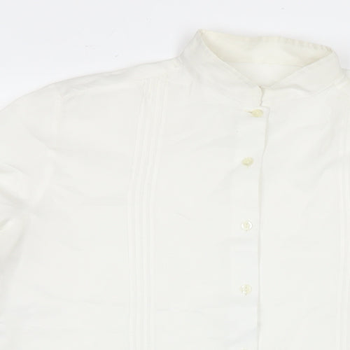 St Michael Womens White Polyester Basic Button-Up Size 14 Collared