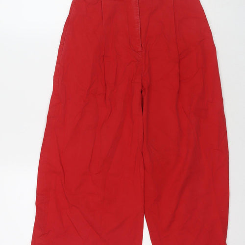 Helene Berman Womens Red Cotton Trousers Size 6 L20 in Regular Zip