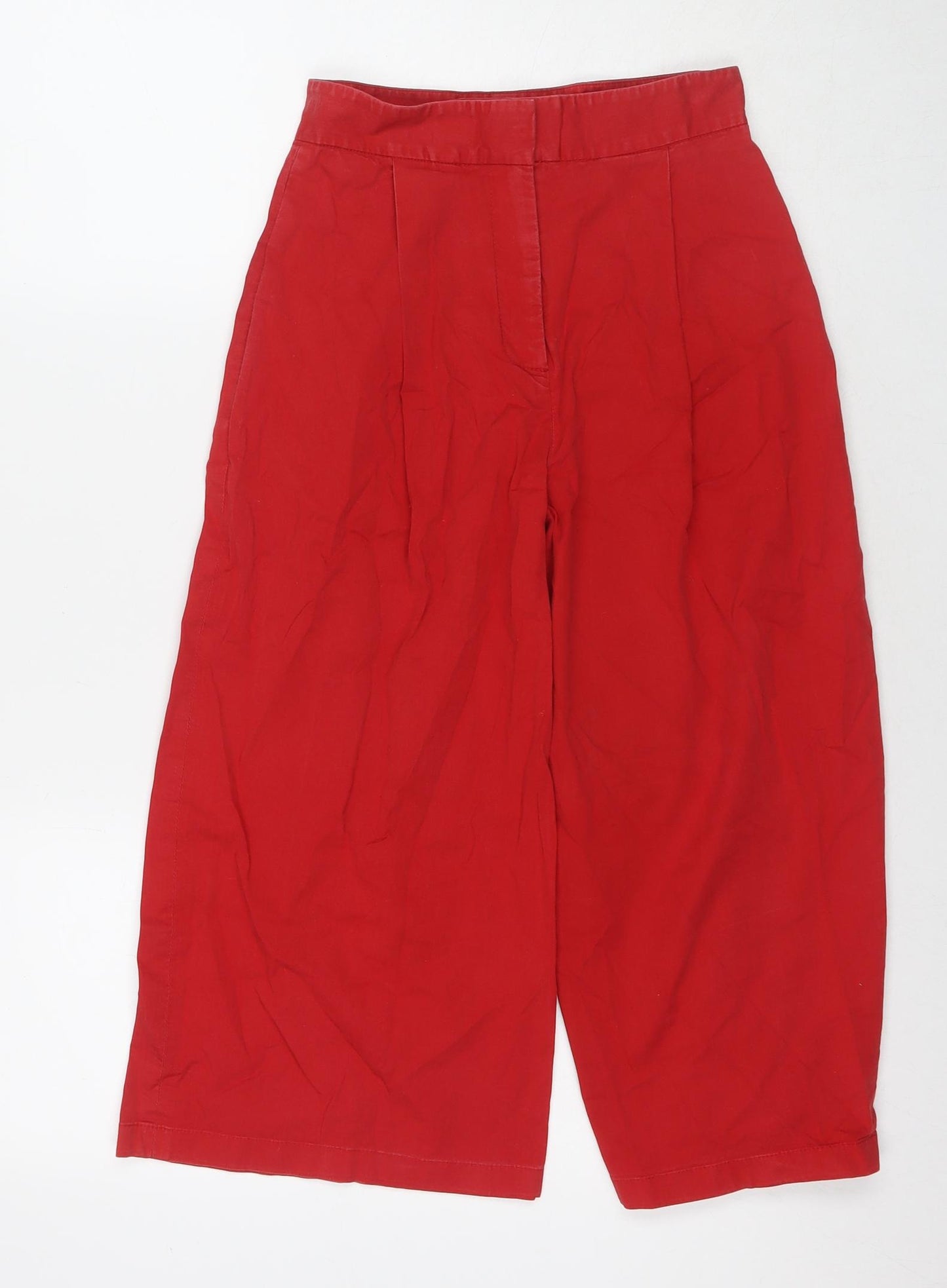 Helene Berman Womens Red Cotton Trousers Size 6 L20 in Regular Zip