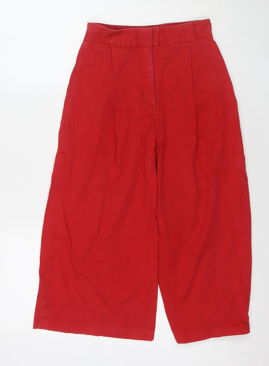 Helene Berman Womens Red Cotton Trousers Size 6 L20 in Regular Zip