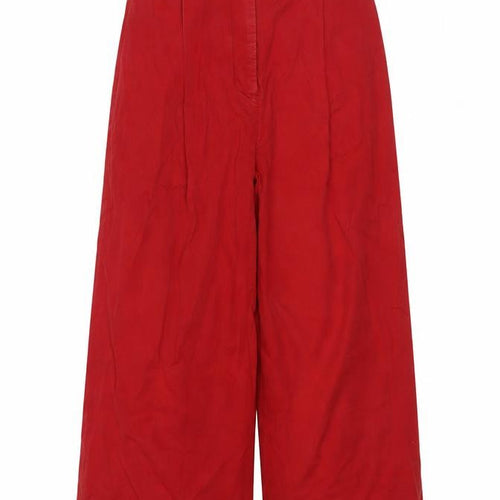 Helene Berman Womens Red Cotton Trousers Size 6 L20 in Regular Zip