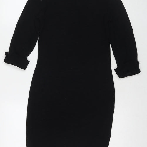 French Connection Womens Black Viscose A-Line Size 8 Round Neck Zip