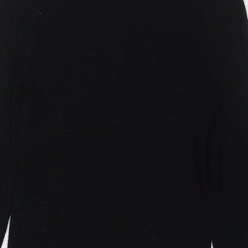 French Connection Womens Black Viscose A-Line Size 8 Round Neck Zip