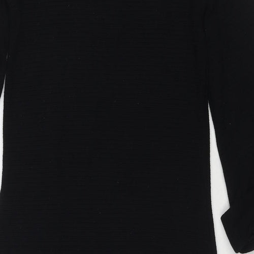 French Connection Womens Black Viscose A-Line Size 8 Round Neck Zip
