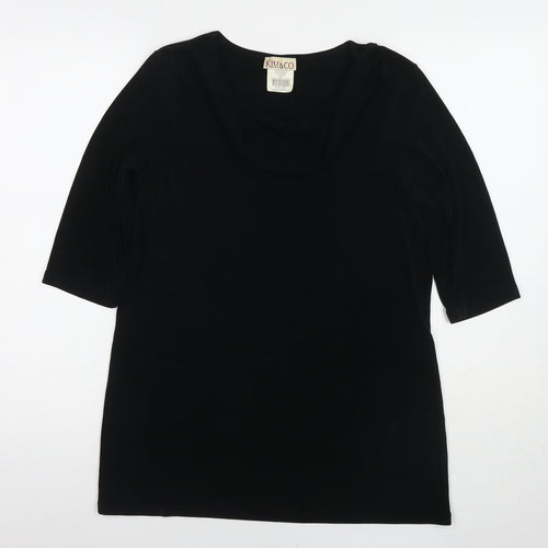 Kim&Co Womens Black Acetate Tunic T-Shirt Size S Cowl Neck