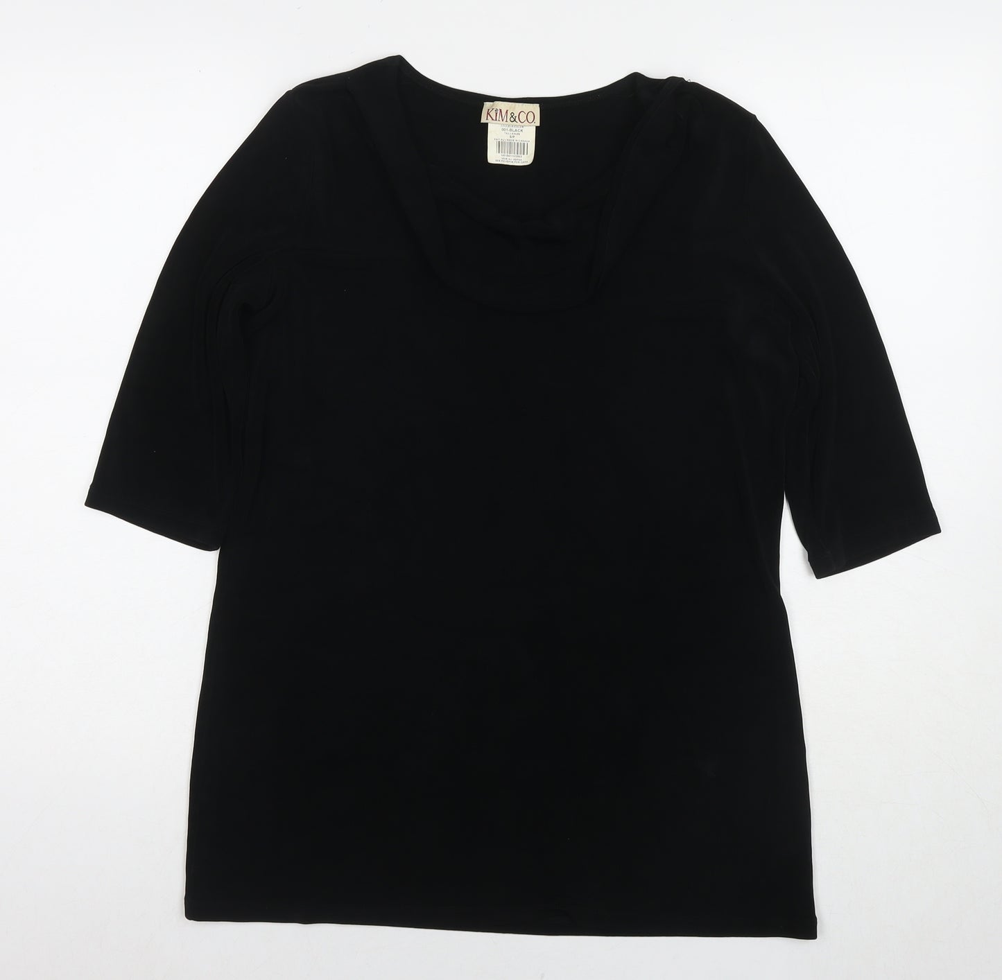 Kim&Co Womens Black Acetate Tunic T-Shirt Size S Cowl Neck