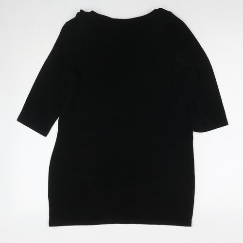 Kim&Co Womens Black Acetate Tunic T-Shirt Size S Cowl Neck