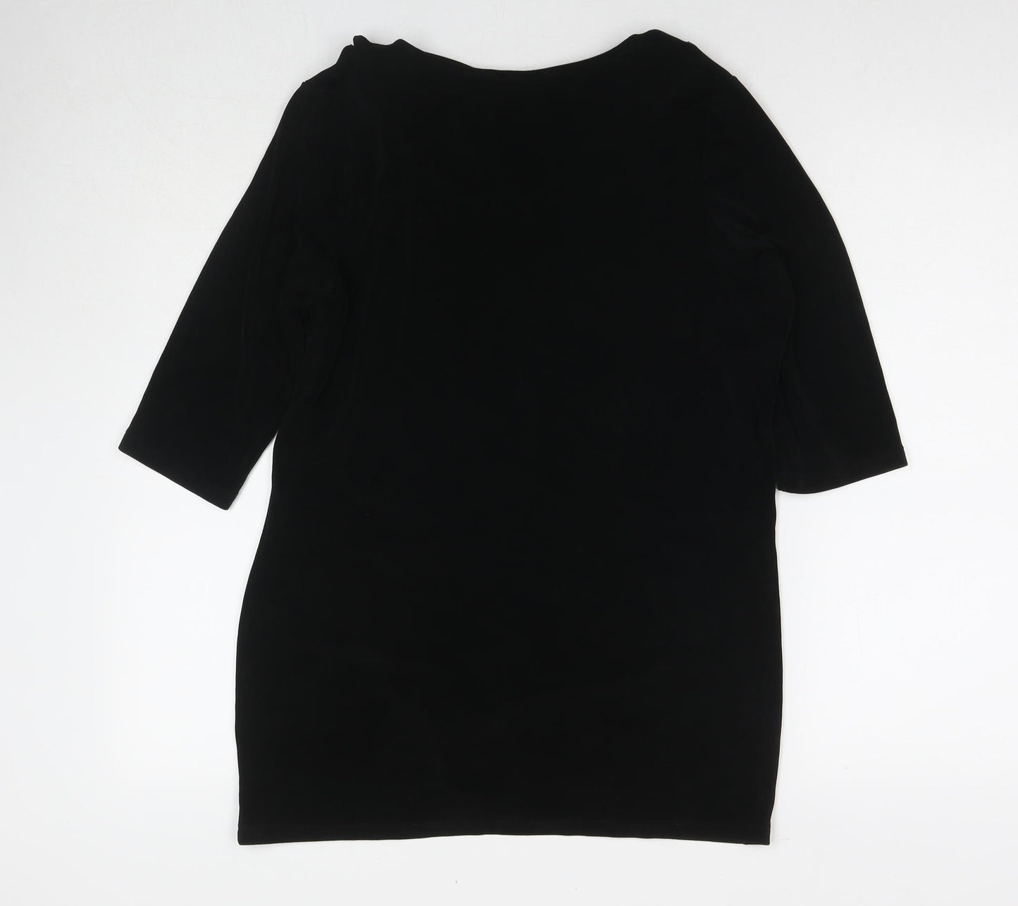 Kim&Co Womens Black Acetate Tunic T-Shirt Size S Cowl Neck