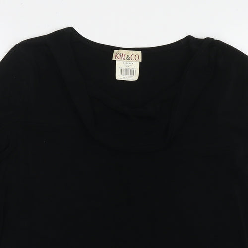 Kim&Co Womens Black Acetate Tunic T-Shirt Size S Cowl Neck