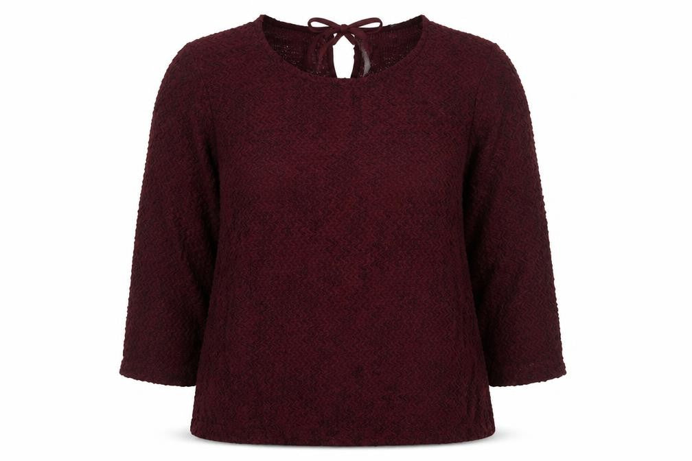Front view of Marks & Spencer women’s red round neck polyester jumper, size UK 18