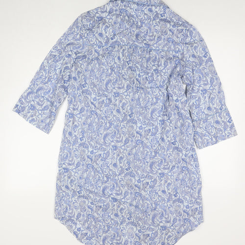 Brora Womens Blue Paisley Cotton Kaftan Nightshirt Size 10 Button
