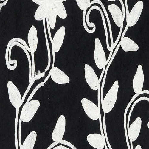Roman Womens Black Floral Polyamide A-Line Size 18 Round Neck Zip