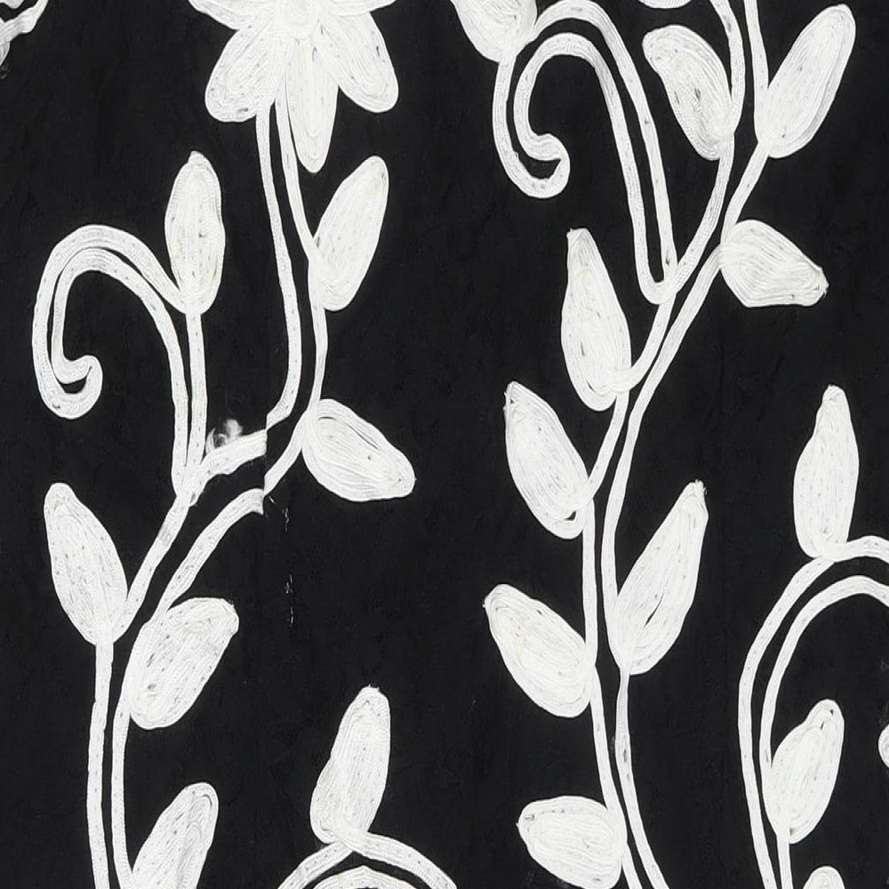 Roman Womens Black Floral Polyamide A-Line Size 18 Round Neck Zip