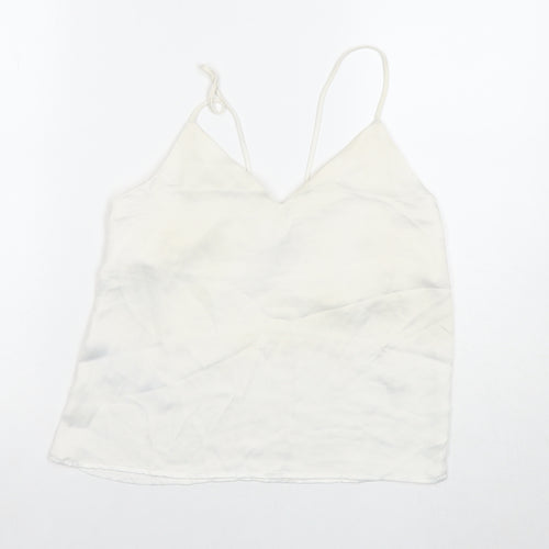 Mango Womens White Polyester Basic Tank Size XS V-Neck