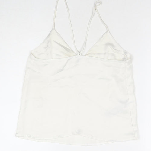 Mango Womens White Polyester Basic Tank Size XS V-Neck