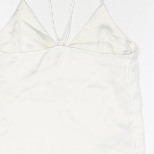 Mango Womens White Polyester Basic Tank Size XS V-Neck