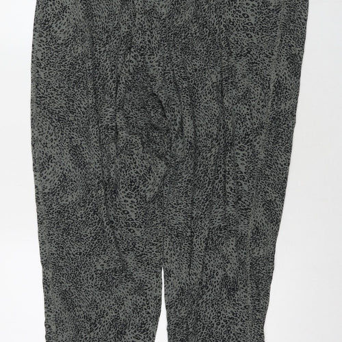 Marks and Spencer Womens Green Animal Print Viscose Harem Trousers Size 18 L28 in Regular