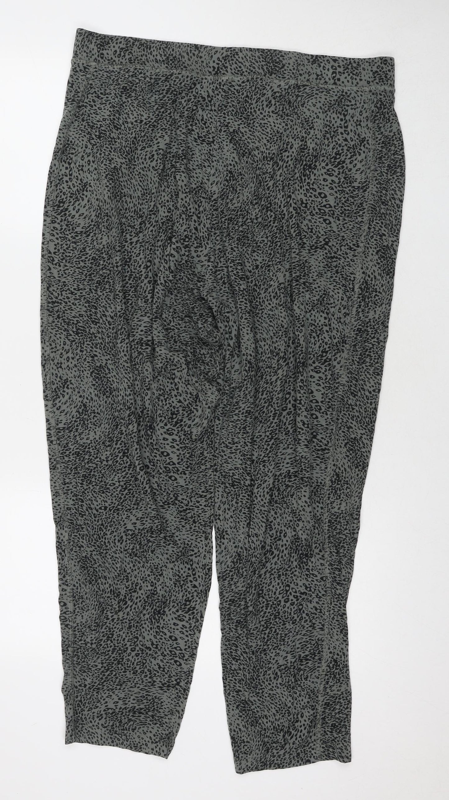 Marks and Spencer Womens Green Animal Print Viscose Harem Trousers Size 18 L28 in Regular