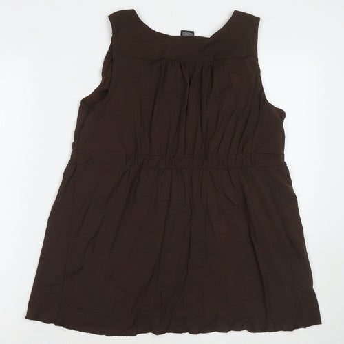 Apostrophe Womens Brown Nylon Basic Tank Size L V-Neck