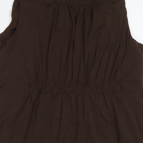 Apostrophe Womens Brown Nylon Basic Tank Size L V-Neck