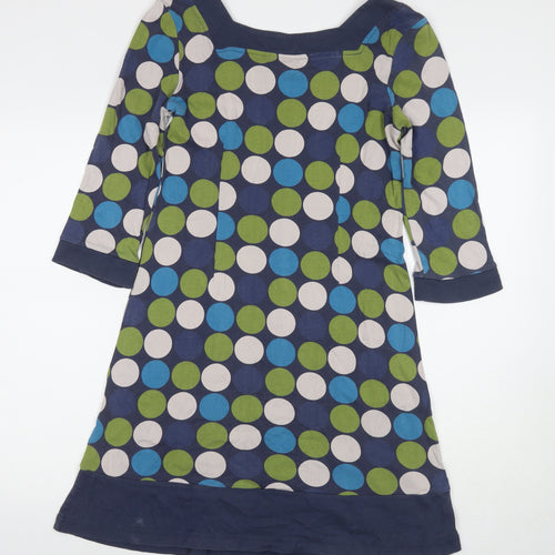 Adini Womens Multicoloured Polka Dot Cotton A-Line Size M Square Neck Pullover