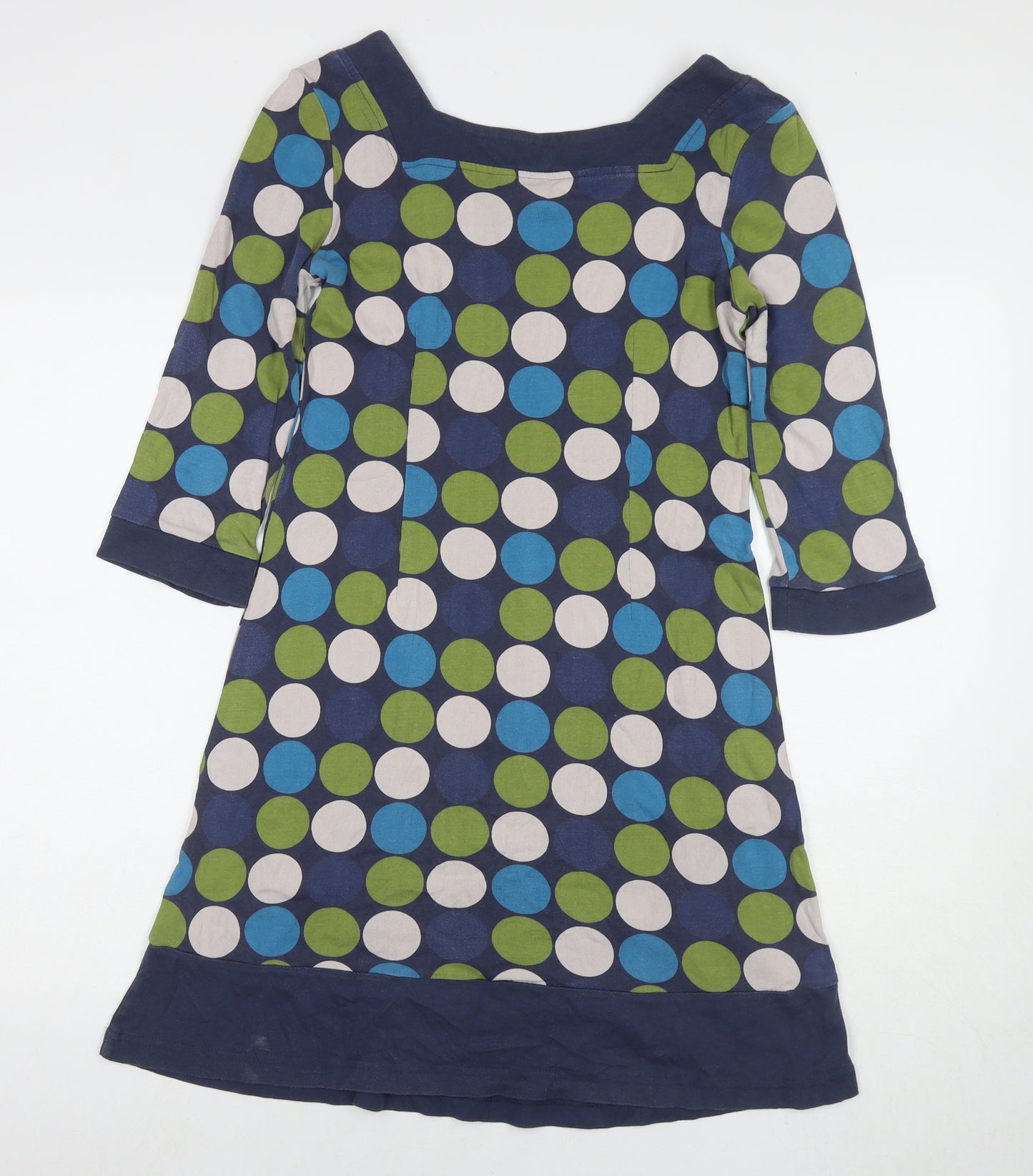 Adini Womens Multicoloured Polka Dot Cotton A-Line Size M Square Neck Pullover