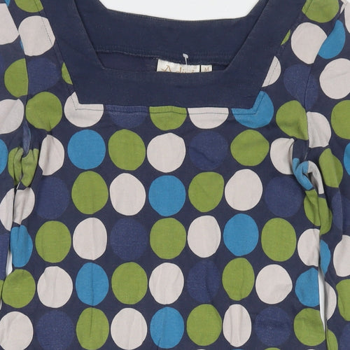 Adini Womens Multicoloured Polka Dot Cotton A-Line Size M Square Neck Pullover