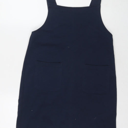VERO MODA Womens Blue Polyester Tank Dress Size 8 Square Neck Zip