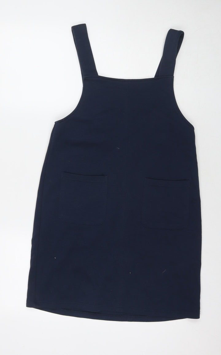 VERO MODA Womens Blue Polyester Tank Dress Size 8 Square Neck Zip