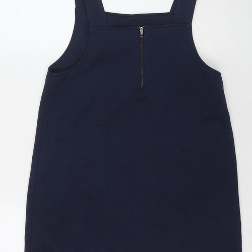 VERO MODA Womens Blue Polyester Tank Dress Size 8 Square Neck Zip
