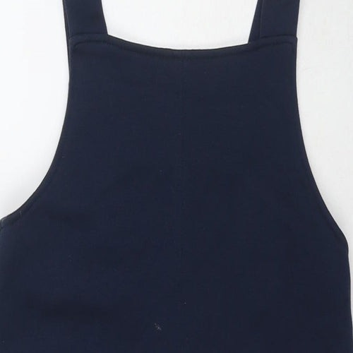 VERO MODA Womens Blue Polyester Tank Dress Size 8 Square Neck Zip