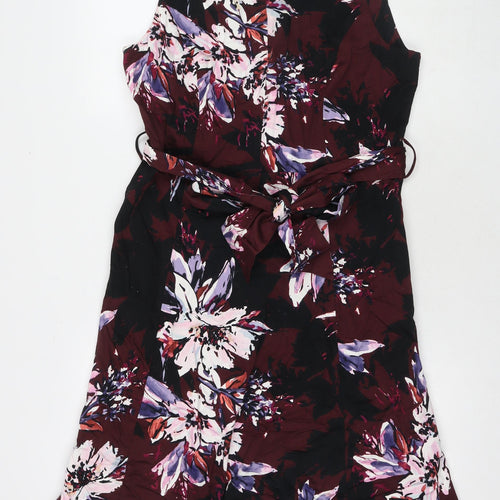 Per Una Womens Multicoloured Floral Cotton A-Line Size 16 Round Neck Zip