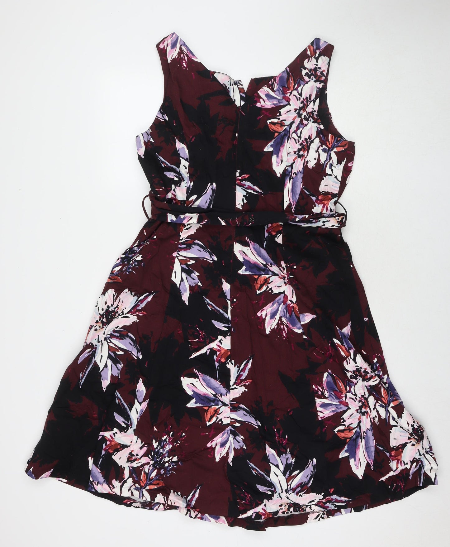Per Una Womens Multicoloured Floral Cotton A-Line Size 16 Round Neck Zip