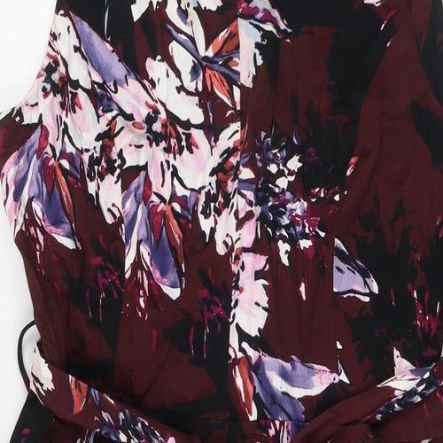 Per Una Womens Multicoloured Floral Cotton A-Line Size 16 Round Neck Zip