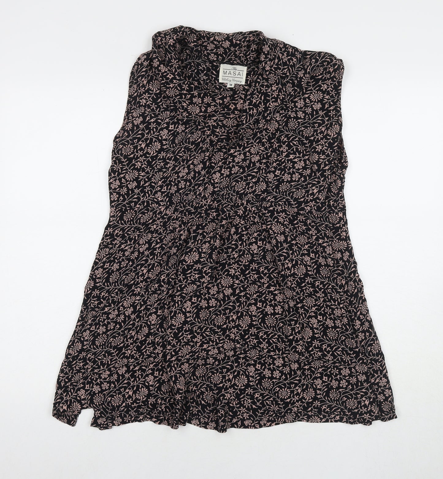 Masai Clothing Womens Beige Floral Polyester Tunic Tank Size M Round Neck