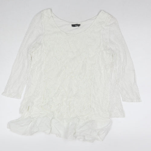 Quiz Womens White Polyester Basic T-Shirt Size M Round Neck
