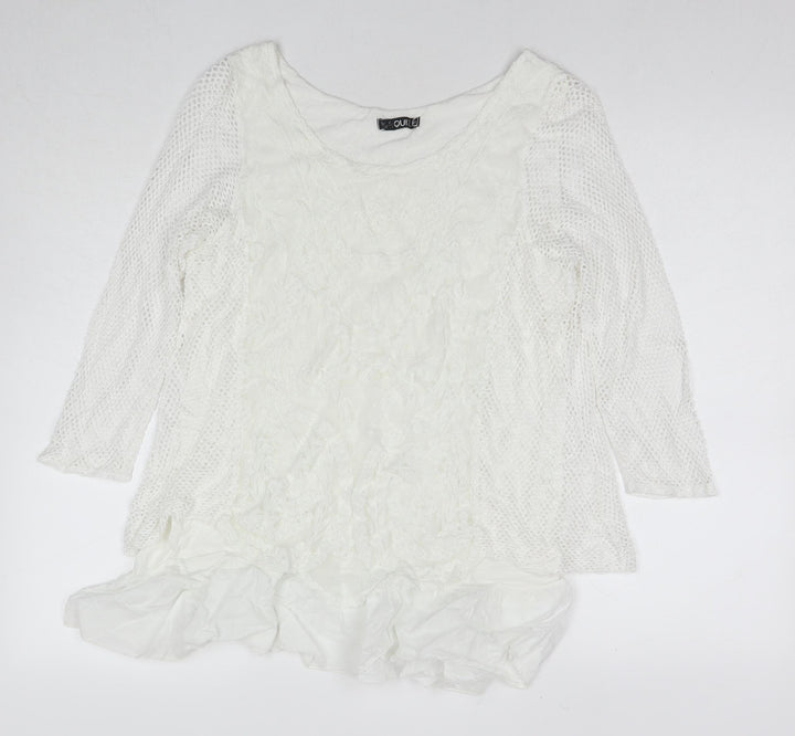 Quiz Womens White Polyester Basic T-Shirt Size M Round Neck