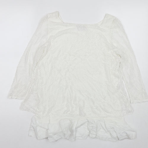 Quiz Womens White Polyester Basic T-Shirt Size M Round Neck