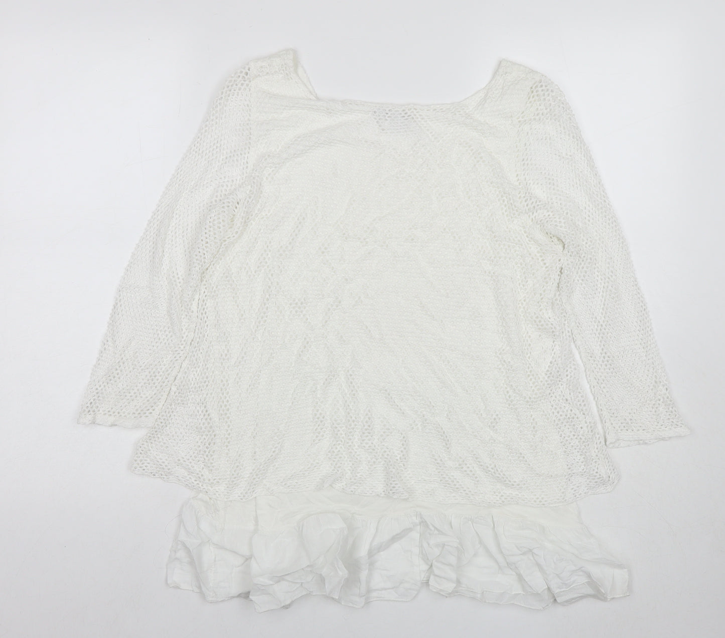 Quiz Womens White Polyester Basic T-Shirt Size M Round Neck
