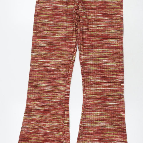 Pink Vanilla Womens Brown Striped Polyester Trousers Size S L34 in Regular