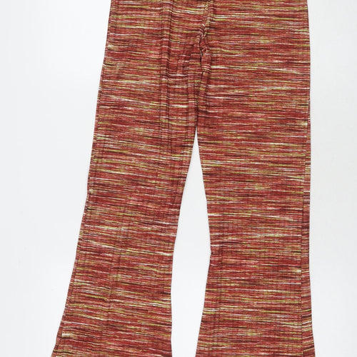 Pink Vanilla Womens Brown Striped Polyester Trousers Size S L34 in Regular