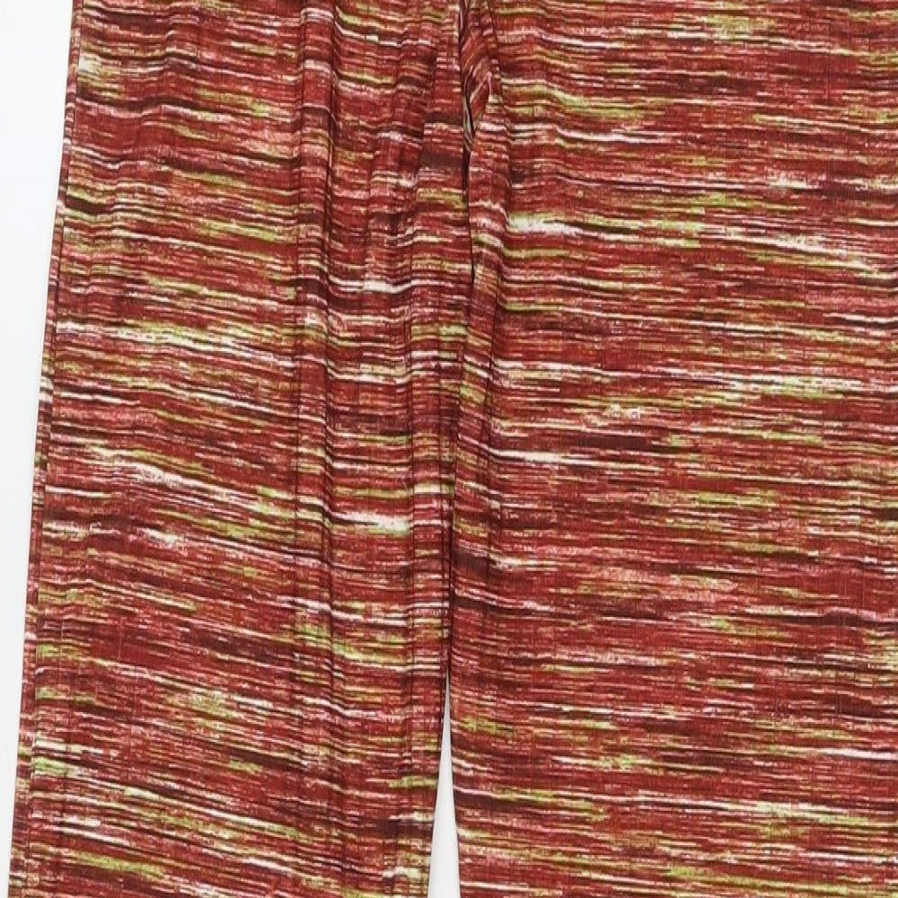 Pink Vanilla Womens Brown Striped Polyester Trousers Size S L34 in Regular