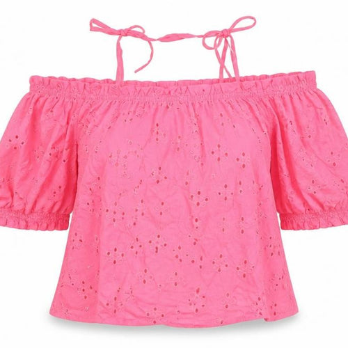 NEXT Womens Pink Cotton Basic Tank Size 6 Off the Shoulder - Embraided Detail Cold Shoulder