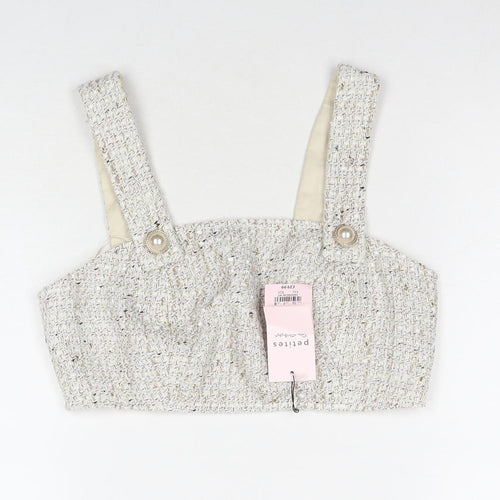 Miss Selfridge Womens Beige Polyester Cropped Tank Size 8 Sweetheart